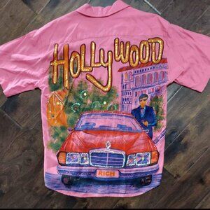 Hollywood Bright Pink Vintage Shirt Rich 80s 90s California